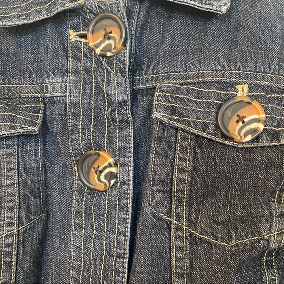 Christopher & Banks Denim w/ Animal Print Buttons & Double Topstitch Size S - Picture 2 of 9